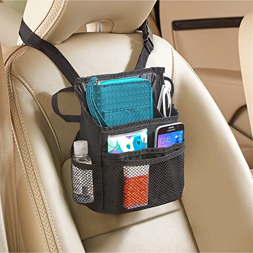 High Road Mini SwingAway Front Seat Car Organizer with 7 pockets for Driving Essentials and Side Handles for Passenger Access