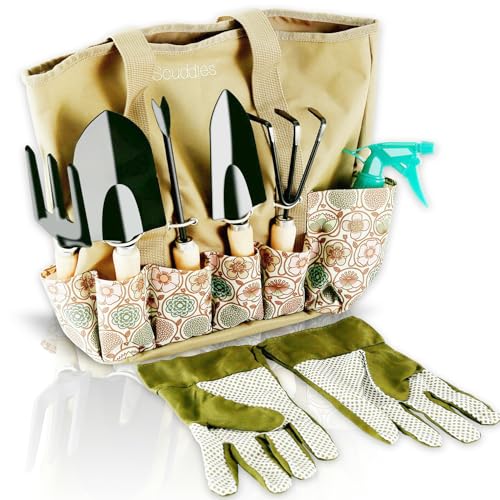 Gardening Tools Stainless Steel Gardening Gifts for Women Garden Tools Set - Enhances Garden - Includes Shovel Trowel Fork Rake Gardening Gloves for Women Who Have Everything