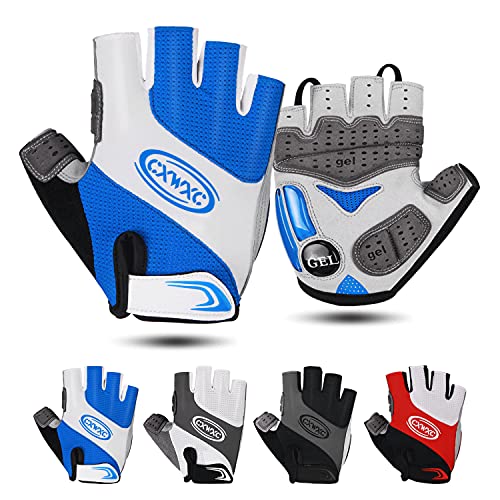 CXWXC Cycling Gloves for Men Women - Breathable Gel Road Mountain Bike Riding Gloves - Anti-Slip Bike Glove for Fitness Cycling Training Outdoor Sports (Blue, X-Large)