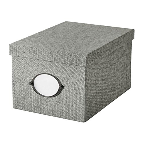 Ikea Kvarnvik Storage Box With lid Gray 104.128.78 Size 9 ¾x13 ¾x7 ¾ '
