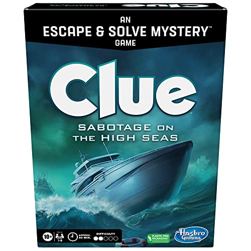 Clue Board Game Sabotage on The High Seas, Escape Room Game, Murder Mystery Games, Cooperative Family Board Game, 1-6 Players, 10+