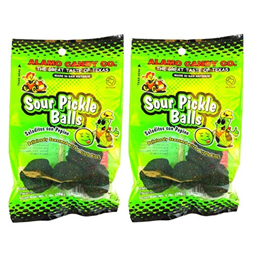 Alamo Candy Sour Pickle Balls, 1 Oz (Pack of 2)