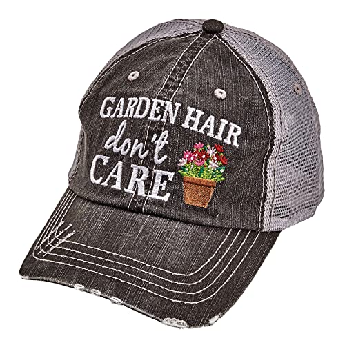 KATYDID Garden Hair Don’t Care Baseball Cap - Trucker Hat for Women - Stylish Cute Sun Hat Gray