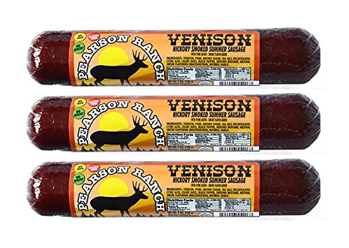 Pearson Ranch Venison Summer Sausage Pack of 3 – 7oz Stick of Deer – Exotic Meat, Gluten-Free, MSG-Free, Paleo and Keto Friendly
