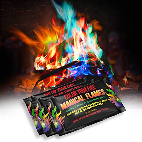 Magical Flames Fire Color Changing Packets for Campfires, Fire Pit, Outdoor Fireplaces - Camping Essentials for Kids & Adults - 10 Pack