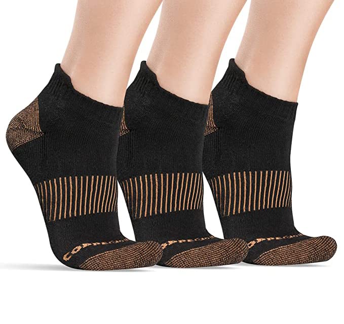 CopperJoint Copper Compression Socks Men & Women for Running Stability & Comfort - Multi-Purpose Socks - Arch Support Socks - Moisture Wicking Ankle Compression Socks (Small - Medium)