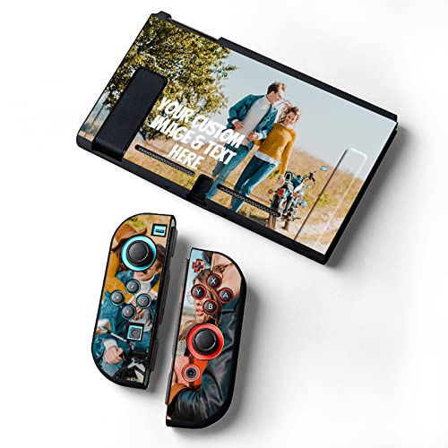 Custom Protective Case For Nintendo Switch, Personalized Switch Case from Your Photo / Logo / Art /Text,Make Your Own Customized Soft TPU Cover(Black)