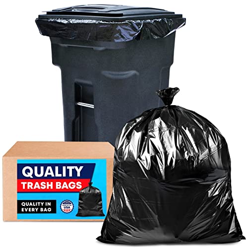 Tasker 64-65 Gallon Trash Bags for Toter, (Huge 50/Bags w/Ties) 60 Gallon Trash Bags, xl Large Garbage Bags 64-65 Gallon Extra Large Leaf Bags, Commercial Trash Bags