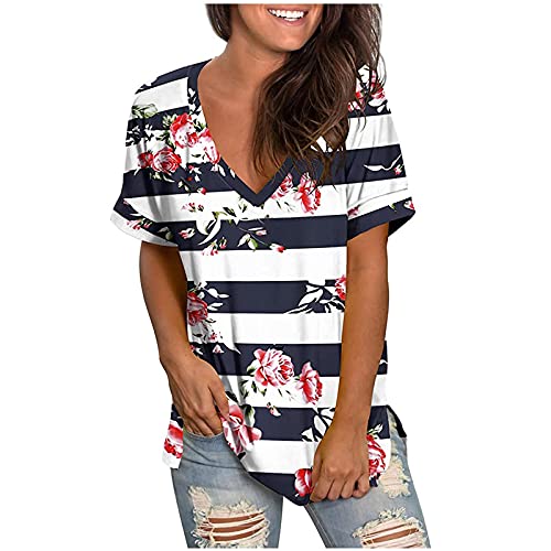Ladies Short Sleeve Oversized T Shirt, Casual Loose Fashion Long/Short Sleeve Tops Ladies V-Neck T-Shirt Ladies Vintage Casual Round Neck Buttons Top Loose Sweatshirts for Holiday