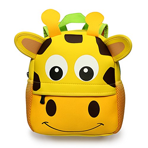 Hipiwe Little Kid Toddler Backpack Baby Boys Girls Kindergarten Pre School Bags Cute Neoprene Cartoon Backpacks for Little Kids,Size 9.45'x3.54'x9.84'(Giraffe)