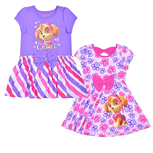 Nickelodeon Girls' Little Paw Patrol 2 Pack Dresses, Pink, 5