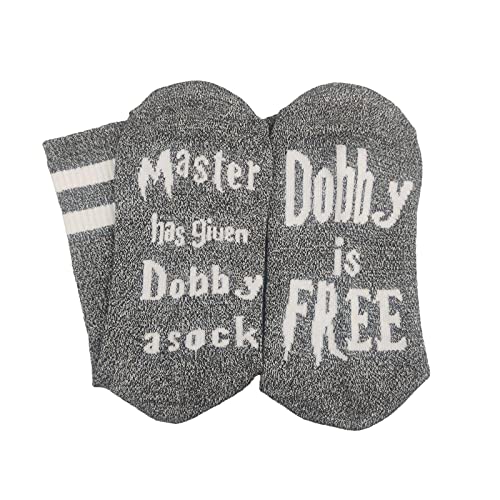 Inmeilifus Novelty Dobby Socks Funny Cotton Knitted Sox Cute Christmas Gift Stocking Stuffers (Grey)