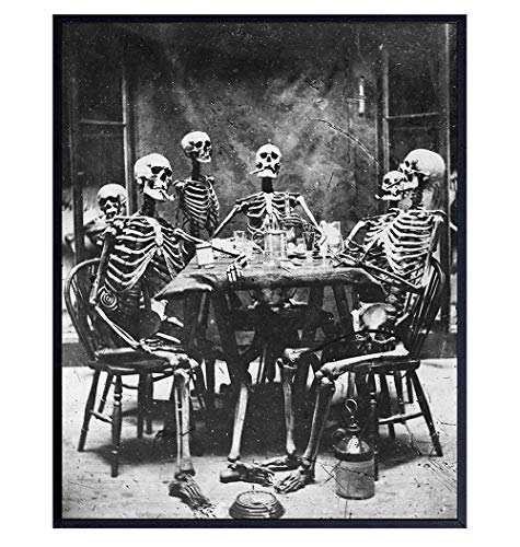 Skeleton Decor - Skeleton Wall Art - Goth Gothic Home Decor - Wicca Decor - Wiccan, Witchcraft Supplies - Paganism Pagan Gifts - Vintage Human Anatomy Photo - Funny Creepy Scary Picture