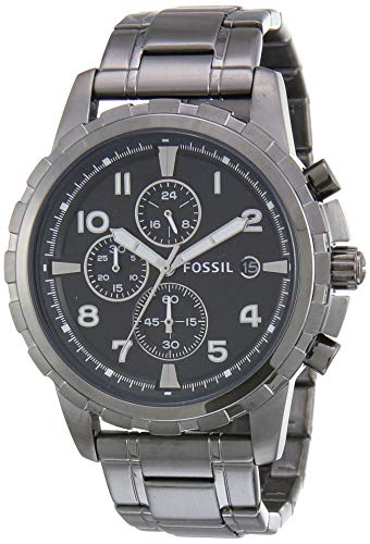 Fossil Men's Dean Quartz Stainless Chronograph Watch, Color: Black (Model: FS4721)