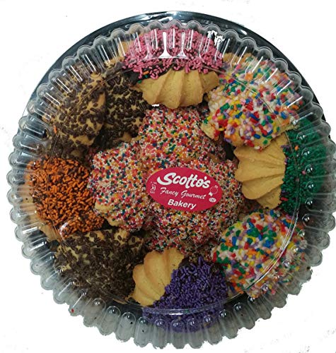 Scottos Cookies Fancy Assorted - 2 LB Platter Variety Pack, Assorted Vanilla Cookies, Gourmet Cookies with Rainbow Sprinkles - Birthday Treats, Thank You, Care Package, Mothers Day Gift Baskets Food