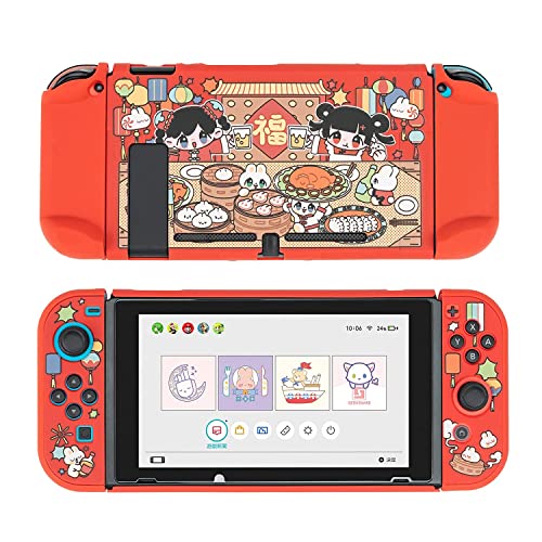 GeekShare Cute Protective Case Slim Cover Case Compatible with Nintendo Switch and Joy Con - Shock-Absorption and Anti-Scratch - Bunny Dinner (for Switch 2017)