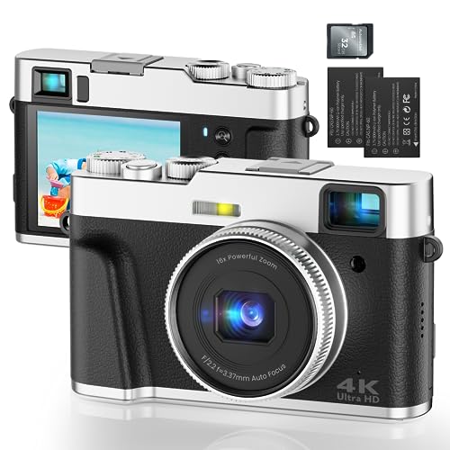 4K Digital Camera for Photography Autofocus, 48MP YouTube Vlogging Camera with 2.8' Screen, 16X Digital Zoom Video Camera Anti-Shake with 32GB SD Card, Compact Point and Shoot Travel Cameras for Gifts