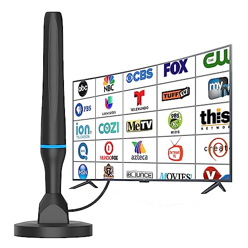 Digital TV Antenna for Smart Tv Indoor, 2024 Newest Digital HDTV Antenna Indoor Outdoor with Strong Magnetic Base, 360° Reception Antenna Tv Digital HD Indoor, Smart Tv Antenna for Free Local Channels