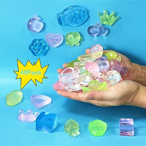 48 Pack Crystal Series Mochi Squishy Sensory Fidget Toys, Sensory Squishy Toy,Stress Relief Fidget Toys,Kids Birthday Gift,, Party Favors,Classroom prizes,Goody Bag Stuffers