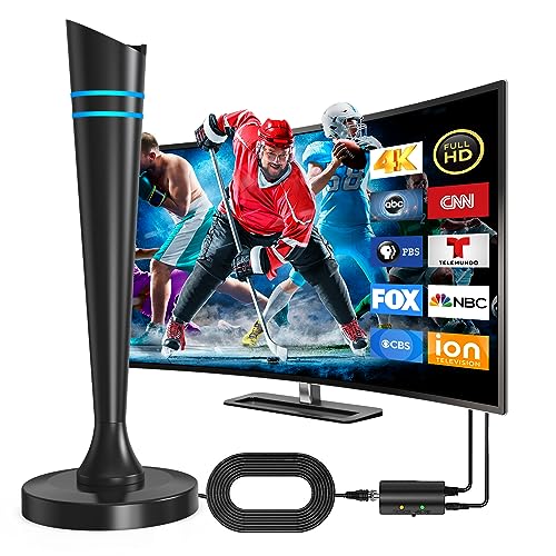 2024 HD Digital TV Antenna Indoor Outdoor for Smart TV, TV Antenna for Local Channels, 360° Reception Signal Booster, Support 4K 1080p Fire tv Stick and All TV's - 16FT Coax HDTV Cable