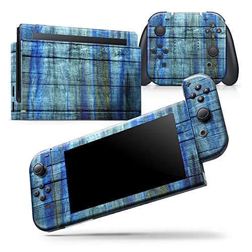 Design Skinz - Compatible with Nintendo Switch OLED Console Bundle - Skin Decal Protective Scratch-Resistant Removable Vinyl Wrap Cover - Blue and Green Tye-Dyed Wood