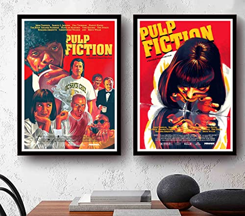 2 Pcs Pulp Fiction Canvas Print Poster Man Cave Decor Quentin Tarantino Wall Art Classic Retro Funny Movie Scene Cool Pictures Modern Aesthetic Prints For Living Room Bedroom Home Decoration Unframed