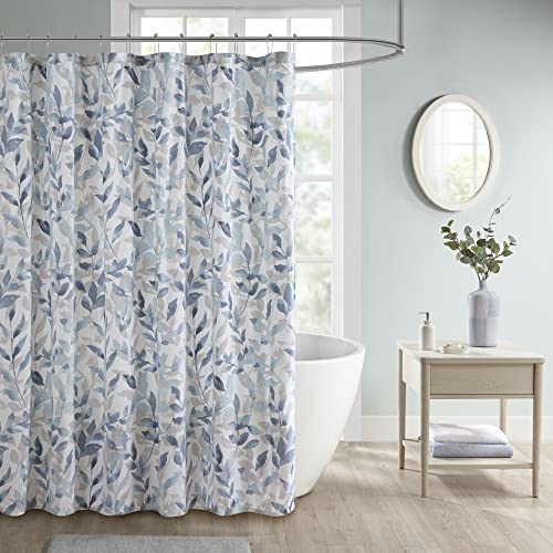 Madison Park Essentials Sofia Shower Curtain, Luxurious Botanical Print, Modern Serene Bathroom Décor, Machine Washable Bath Privacy Screen, 72x72, Blue