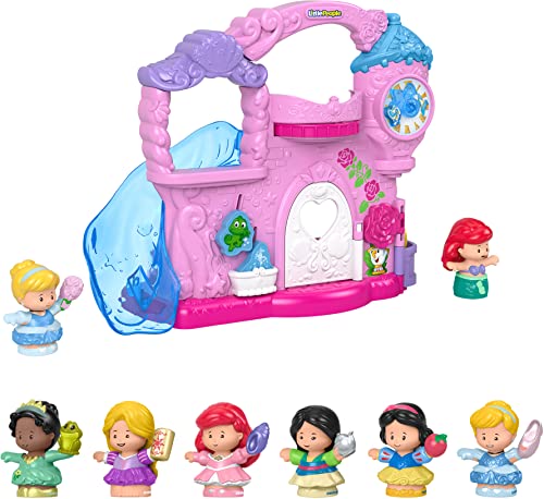 Disney Princess Little People Play & Go Castle Portable Playset with Ariel & Cinderella Figures for Ages 18+ Months + 6 Character Figures for Pretend Play Ages 18+ Months [Amazon Exclusive]