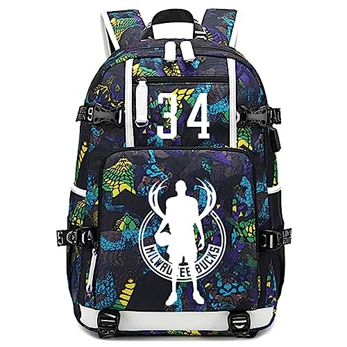 Basketball Player Star Antetokounmpo Luminous Backpack Travel Student Backpack Fans Bookbag for Men Women (Style 4)
