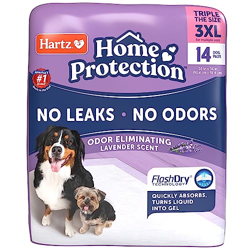 Hartz Home Protection Lavender Scented Dog Pads, 3XL 14 Count, Super Absorbent & Won't Leak, Odor Eliminating