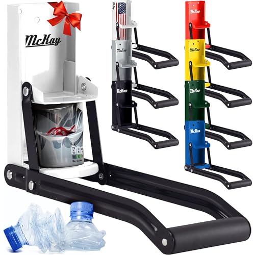 McKay 12 oz. Metal Can Crusher, Heavy-Duty Wall-Mounted Smasher for Aluminum Seltzer, Soda, Beer Cans and Bottles for Recycling, Gadgets for Home (White)