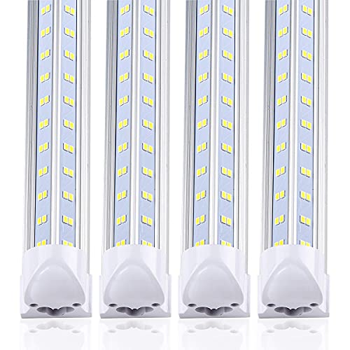 (10-Pack) 8ft LED Shop Light Fixture, V Shape 100w 14500LM 5000K ( Daylight White),8 Foot , 96'' T8 Integrated LED Tube, Linkable Led Bulbs for Garage, Warehouse, Plug and Play, Clear Lens