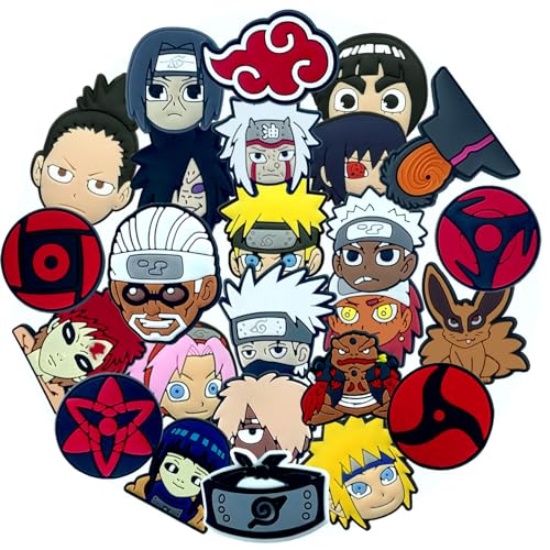 25 Piece Cute Random Anime Shoe Charms for Kids Boys Girls, Cute Cartoon Naruto Charms Pins Accessories for Decoration Bracelet Wristband, Party Gifts