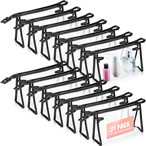 21 Pack Clear Makeup Bags, Cosmetic Zipper Pouch for Travel, Clear Toiletry Bags for Women, Travel Cosmetic Organizer for Women and Girls (Black)