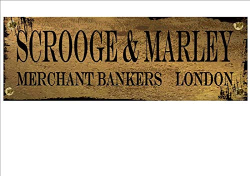 ZMKDLL Metal Tin Sign Scrooge Christmas Carol Vintage Style Metal Sign Christmas Decor Wall Decoration Art 4x16 Inch