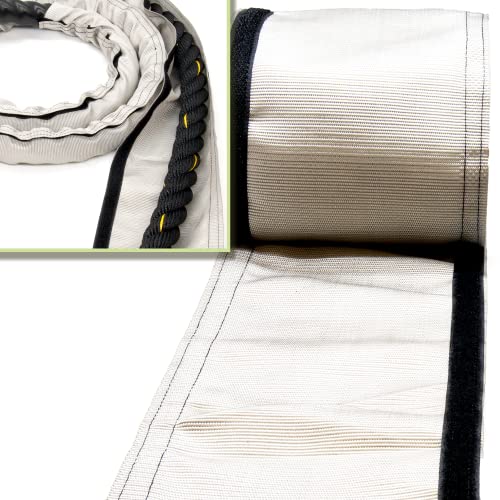 TOPITOP Battle Ropes Removable Protective Sleeve, Perfect Workout Ropes for Home Gym or Outdoor. Poly Dacron Exercise Rope for Professional, 30 ft x 1.5 (Light Grey, Nylon 27 ft Length)