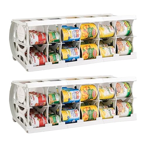 Shelf Reliance Compact Cansolidator Pantry Food with Rotation System, Interlocking Assembly and Adjustable Panels Hold Up To 60 Cans, White (2 Pack)