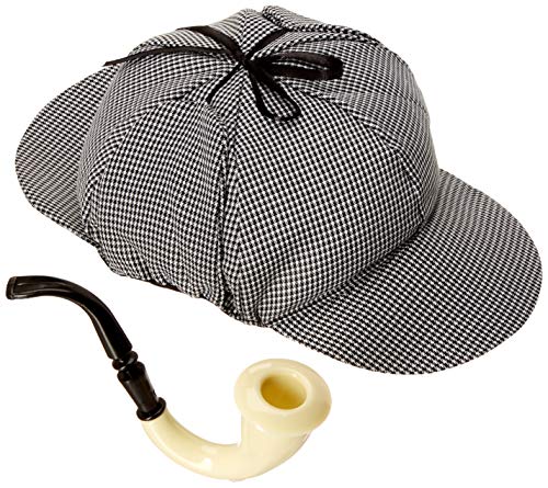 Loftus International Detective Sherlock Hat & Pipe 2pc Accessory Kit Grey One Size Novelty Item