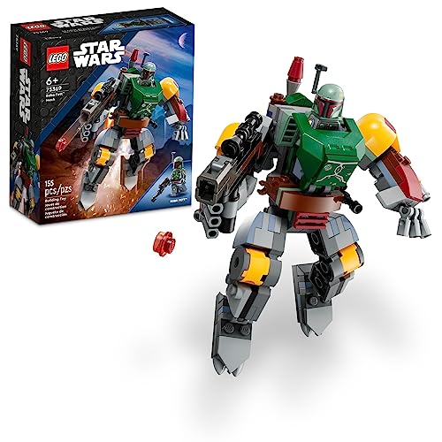 LEGO Star Wars Boba Fett Mech Buildable Star Wars Action Figure, Posable Mech Inspired by The Iconic Star Wars Bounty Hunter, Features a Buildable Shield, Stud Blaster and Jetpack, 75369