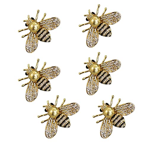 Honey Bee Brooches for Women - 6Pcs Insect Themes with Gold Tone Brooch Pins - Fashion Mother of Pearl Brooch Pins - Great for Wife,Sisters,Friends,Daily Wear or Dating