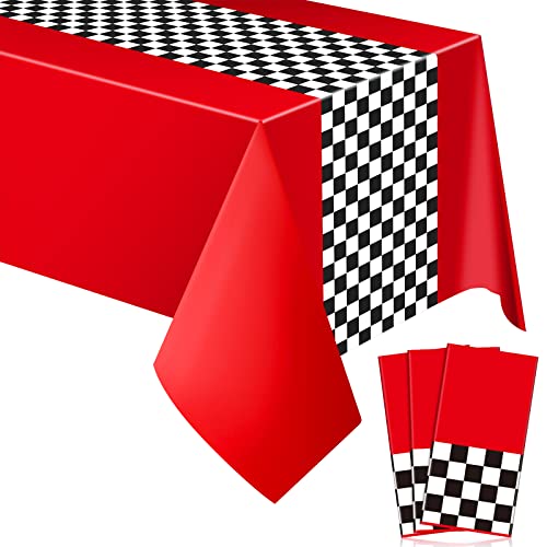 Car Birthday Party Supplies Racing Party Decorations Road Tablecloth Racetrack Table Runner Table Covers for Kids Boy Car Theme Birthday Party, 54 x 108 Inch (Fresh Style,3 Sheets)