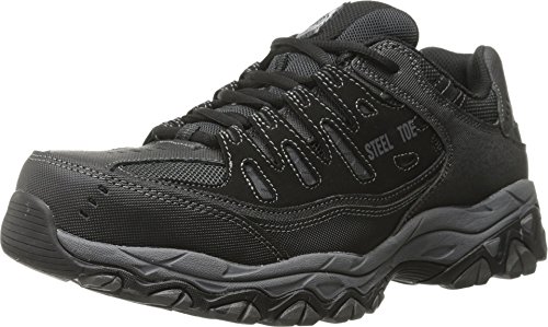 Skechers Men's Cankton Steel Toe Industrial Shoe, Black/Charcoal, 12 Wide