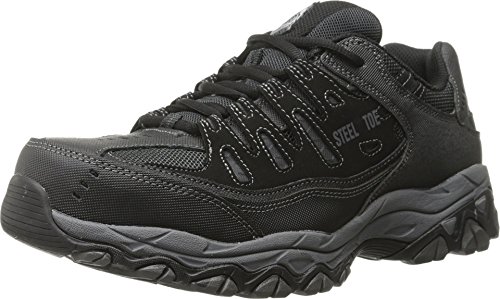 Skechers Men's Cankton Steel Toe Industrial Shoe, Black/Charcoal, 10.5 Wide