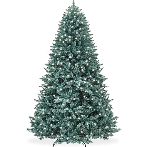Best Choice Products 6ft Pre-Lit Blue Spruce Christmas Tree, Artificial Full Hinged Decor, Holiday Decoration w/ 250 Warm White Incandescent Lights, 900 Tips, Foldable Metal Base
