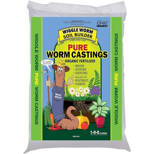 Wiggle Worm 100% Pure Organic Worm Castings 30 Pounds - Organic Fertilizer for Houseplants, Vegetables, and More – OMRI-Listed Earthworm Castings to Help Improve Soil Fertility and Aeration