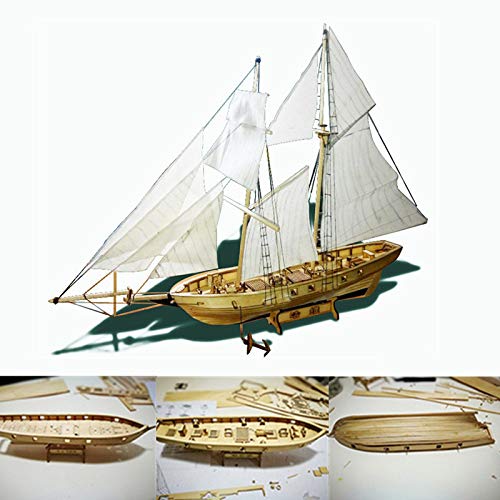 Gigicloud DIY Hobby Wooden Ship, 1:100 Scale Wooden Wood Sailboat Ship Kits Home DIY Model Home Decoration Boat Gift Toy Assembly Model Boat Kits Sailing Boat Kit Decor Toy Gift for Kids