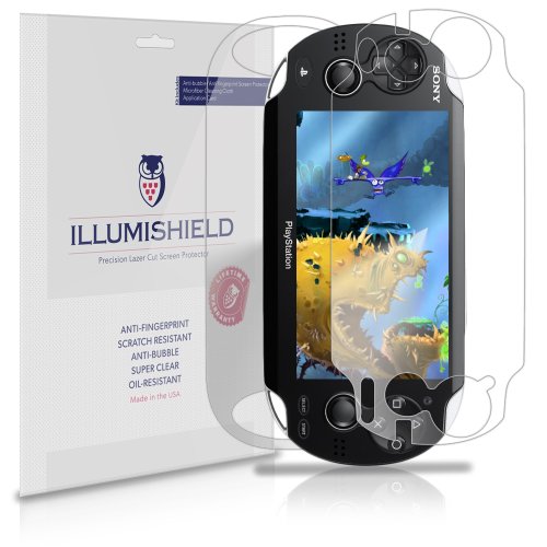 ILLUMISHIELD Front + Back Protector Compatible with Sony Playstation PS Vita (3G)(3-Pack) Clear HD Shield Anti-Bubble and Anti-Fingerprint PET Film
