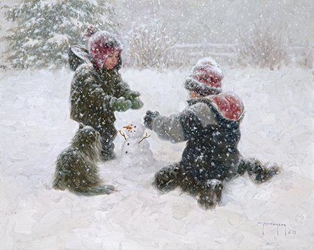 Robert Duncan - First Snowman Art Print