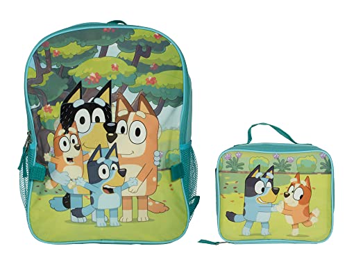 BLUEY 2 Piece Backpack Set, Pre-school Girls & Boys 16' Travel Bag, Blue