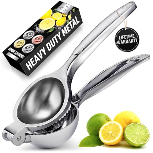 Zulay Easy to Use Sturdy Lemon Squeezer Manual - Lime Squeezer, Lemon Juicer - Citrus Press, Lemon Press and Juice Press - Metal Lemon Squeezer, Citrus Juicer, Handheld Juicer - Lime Squeezer Bar Tool